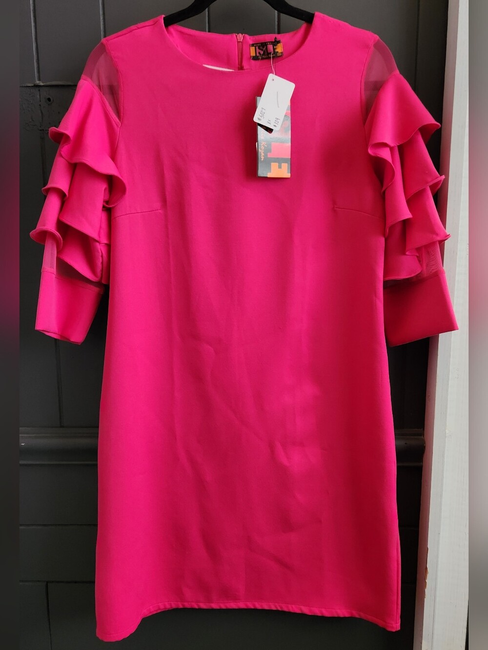 Isle Bright Pink Ruffled Sleeve Knit Dress
